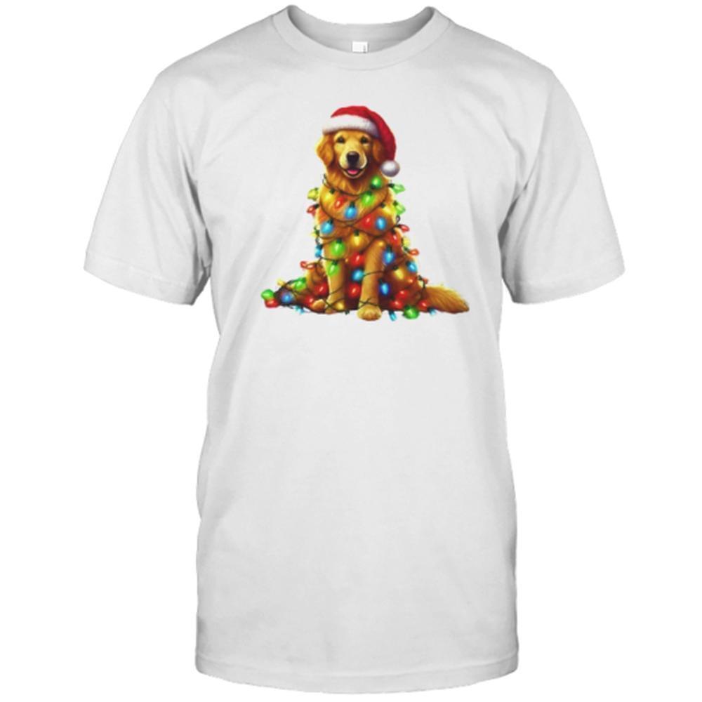 Joyful Golden Retriever Christmas Lights Dog Lover Unisex T-Shirt